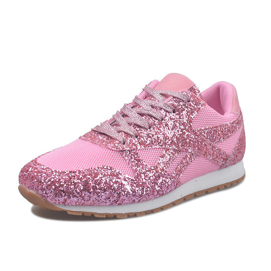 Damen glitzernde Sneakers mit atmungsaktiver Netzstruktur und rutschfester Sohle EB