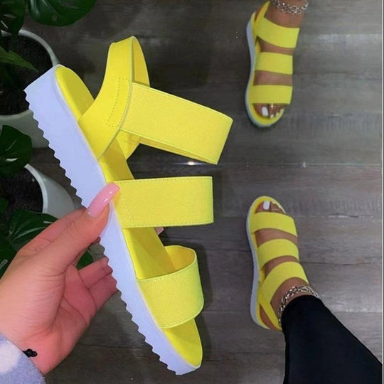 Damen Anpassbare Zehensandalen mit breiten Riemen EB