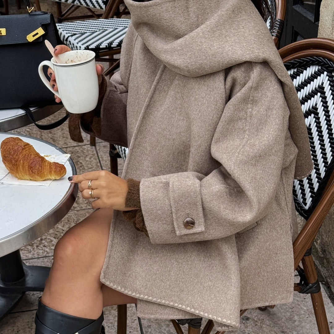 Damen modische Wolljacke mit oversized Schnitt und elegantem Revers EB