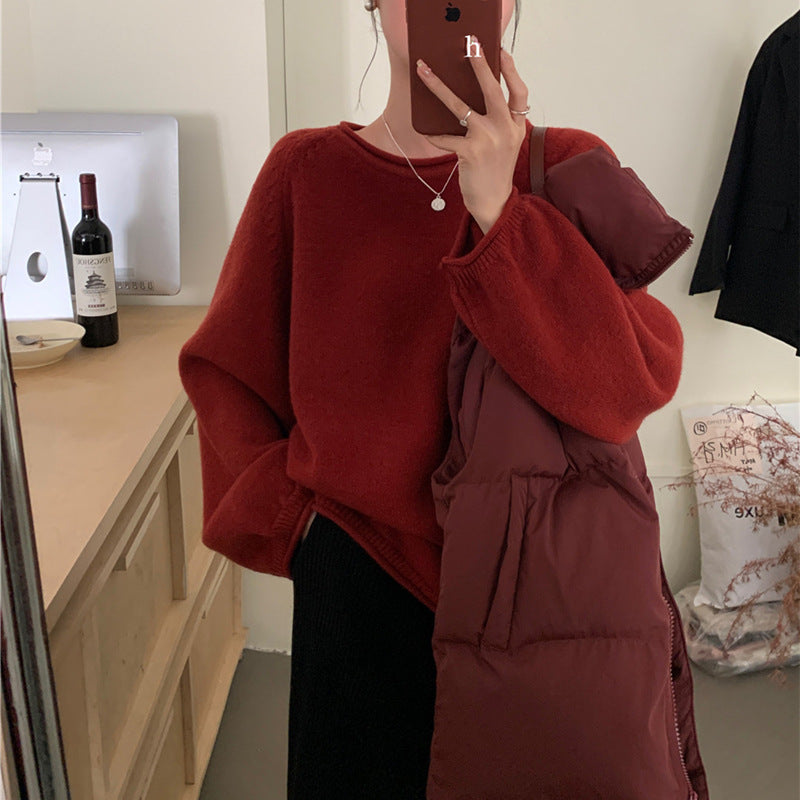Damen Lässiger Pullover mit voluminösen Ärmeln und weichem Material EB
