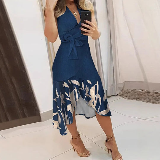 Damen Wickelkleid mit floralem Saum EB