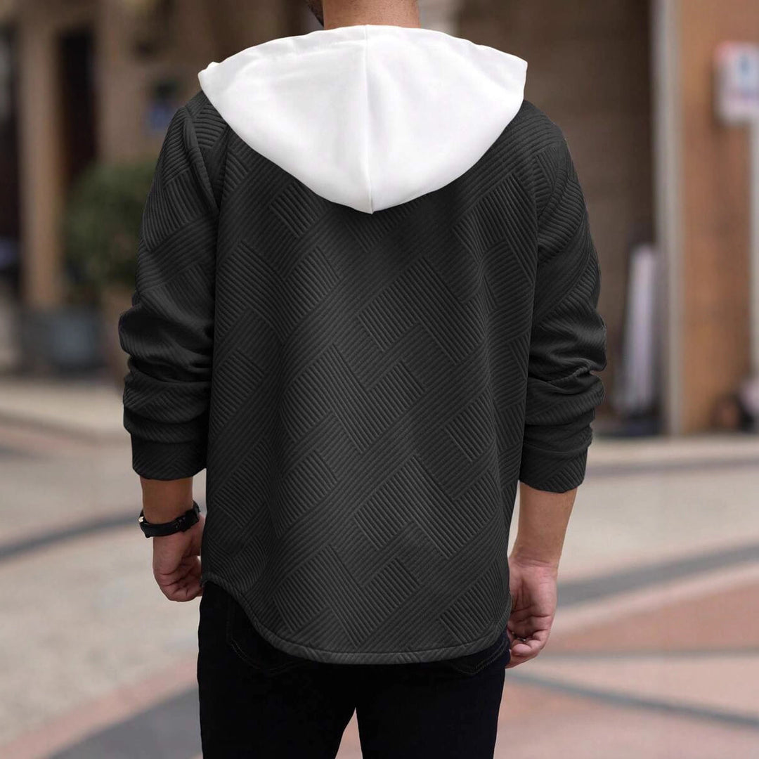 Herren lässige Utility-Jacke mit Kapuze und strukturiertem Muster EB