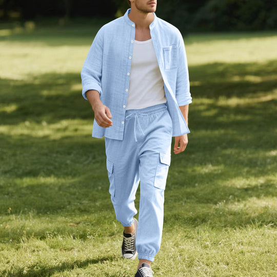 Herren lässige Hemdjacke mit hochwertigem Baumwollmix und praktischen Taschen EB