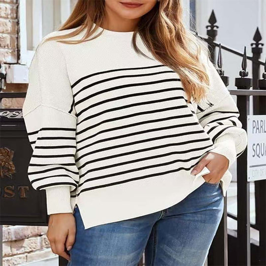 Damen gestreifter Sweatshirtpullover EB