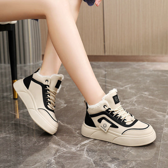 Damen Hohe Winter Sneakers mit weichem Fleece-Futter und rutschfester Sohle EB
