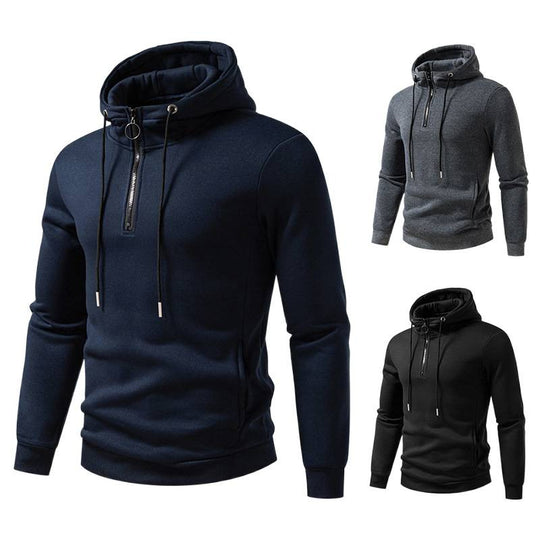 Herren Kapuzenpullover mit halblangem Reißverschluss und modernem Schnitt EB