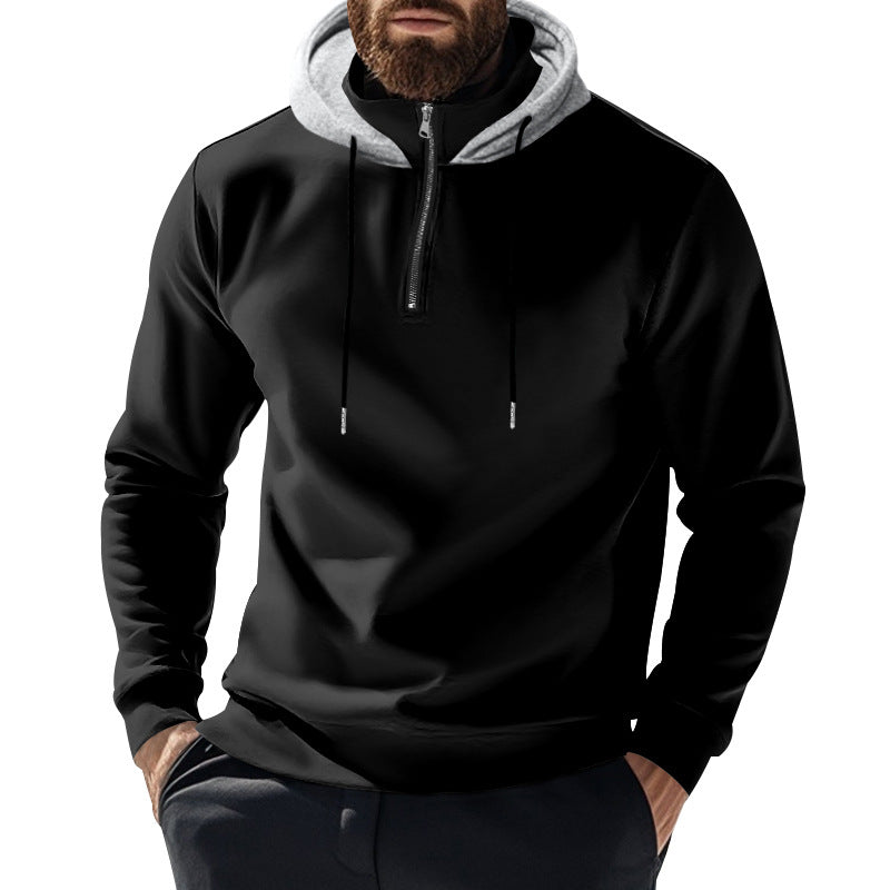 Herren nan Halbzip-Kapuzenpullover mit kontrastkapuze, Kordelzug und schmaler Silhouette EB