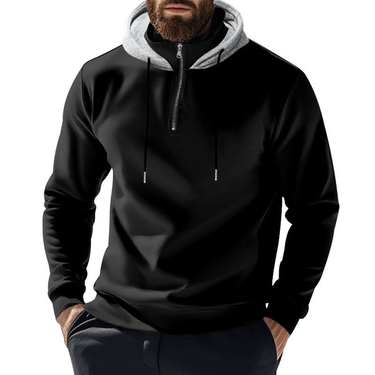 Herren nan Halbzip-Kapuzenpullover mit kontrastkapuze, Kordelzug und schmaler Silhouette EB