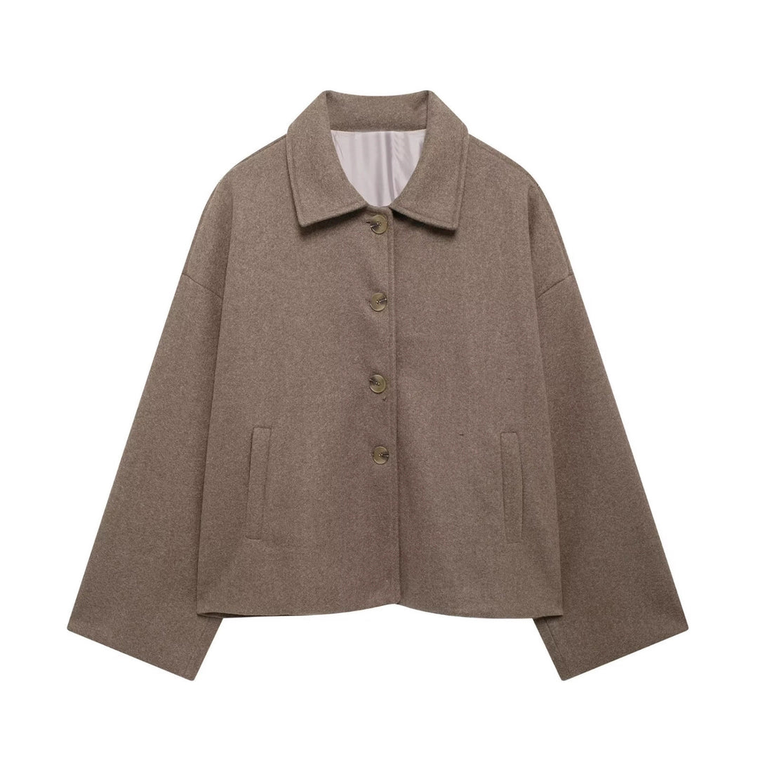 Damen Oversize Wolljacke mit dekorativen Knöpfen EB