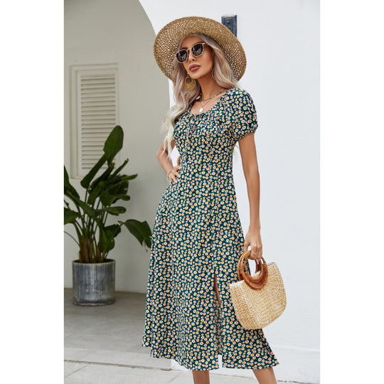 Damen Maxikleid mit floralem Design und schwingendem Saum EB 1777047927