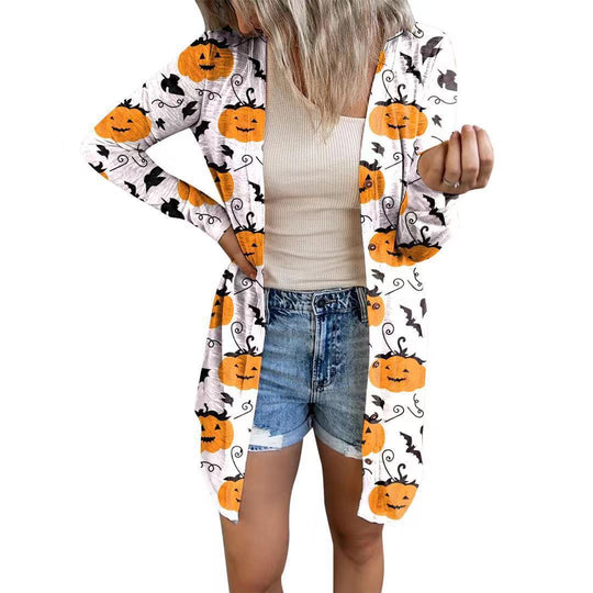 Damen Langärmlige Bluse mit Tiermuster und Knopfverschluss EB