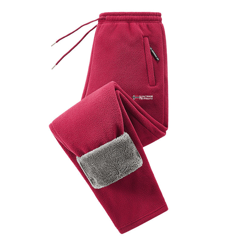 Herren Thermo-Fleece-Jogginghose mit umschlagbarem Sherpa-Bündchen, verdeckten Reißverschlusstaschen und elastischem Kordelbund EB