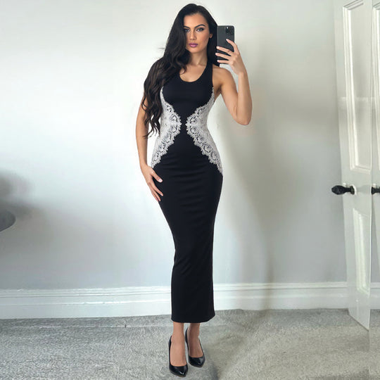 Damen Figurbetontes Spitzenkleid EB