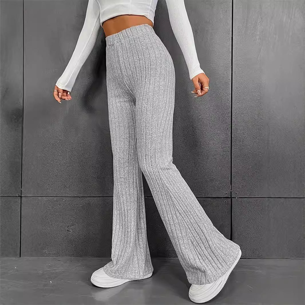 Damen Flared Stretch-Hose mit vertikalem Rippmuster EB