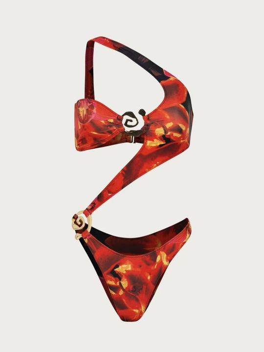 Damen Triangel-Bikini mit raffiniertem Schnitt und goldenen Akzenten EB