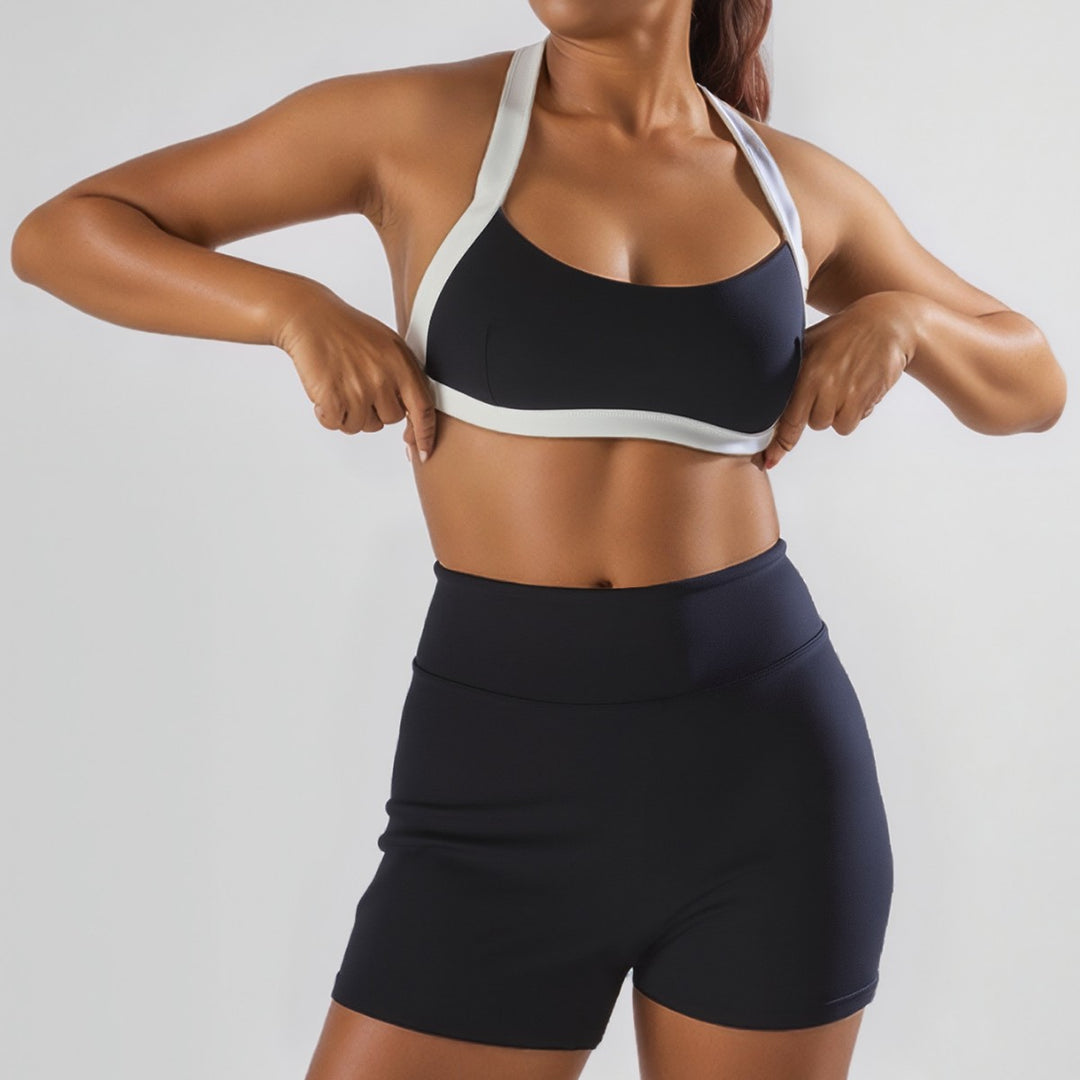 Damen Sport-Bikini-Oberteil mit hoch geschnittenen Shorts EB