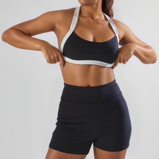 Damen Sport-Bikini-Oberteil mit hoch geschnittenen Shorts EB