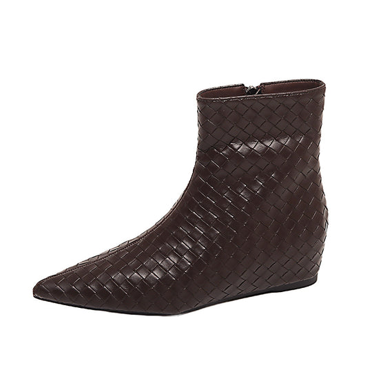 Damen modische Ankle Boots mit geflochtenem Design und eleganter Keilsohle EB