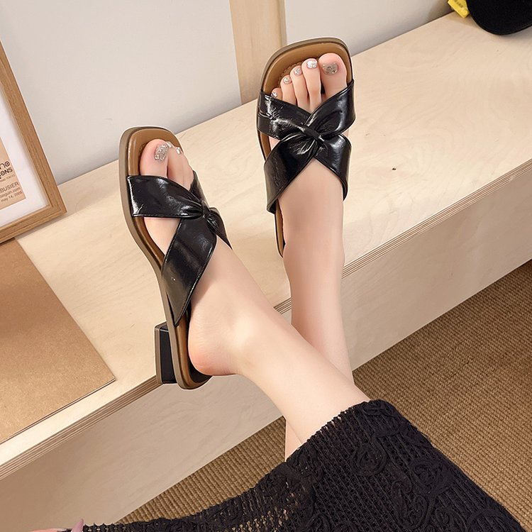 Damen elegante Mules mit modischem Knoten-Design EB