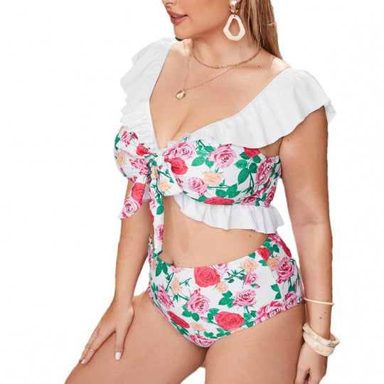 Damen Bikini-Set mit verspieltem Rüschendesign und floralem Muster EB