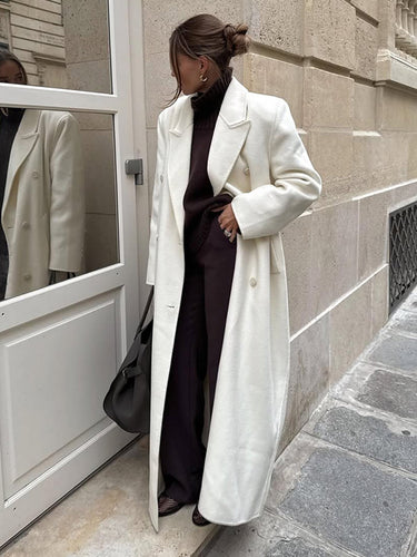 Damen Eleganter Oversized-Mantel aus hochwertigem Wollmix mit Seitentaschen EB