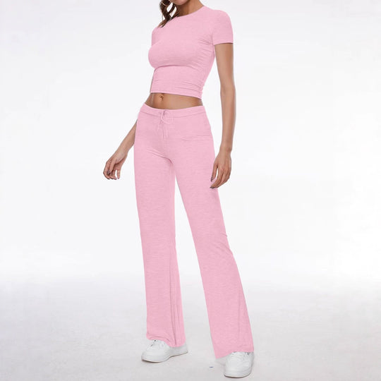 Damen Sportliches Set aus cropped Oberteil und weit geschnittenen Pants EB