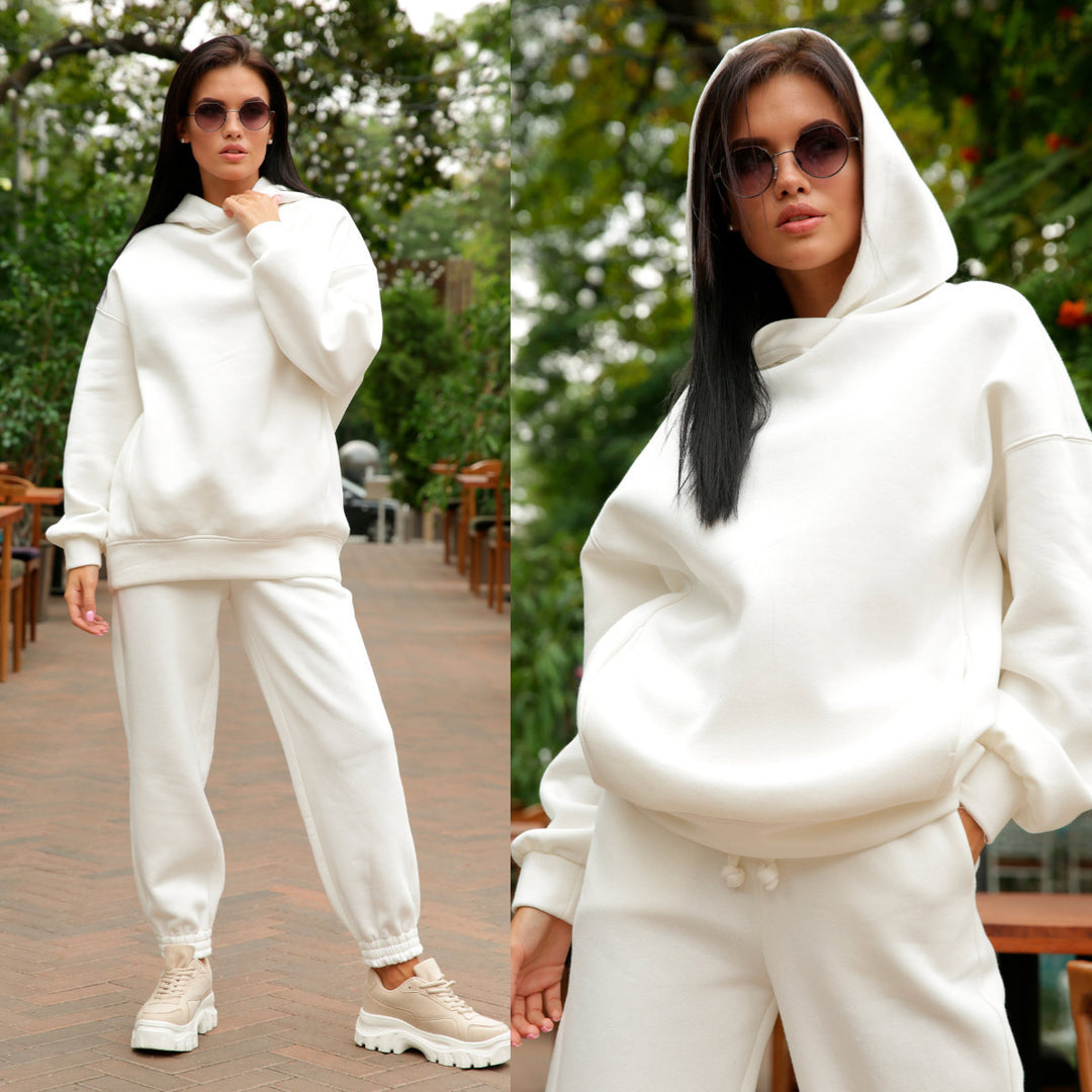 Damen Sportliches Hoodie- und Jogginghosen-Set im lässigen Design mit Kapuze EB
