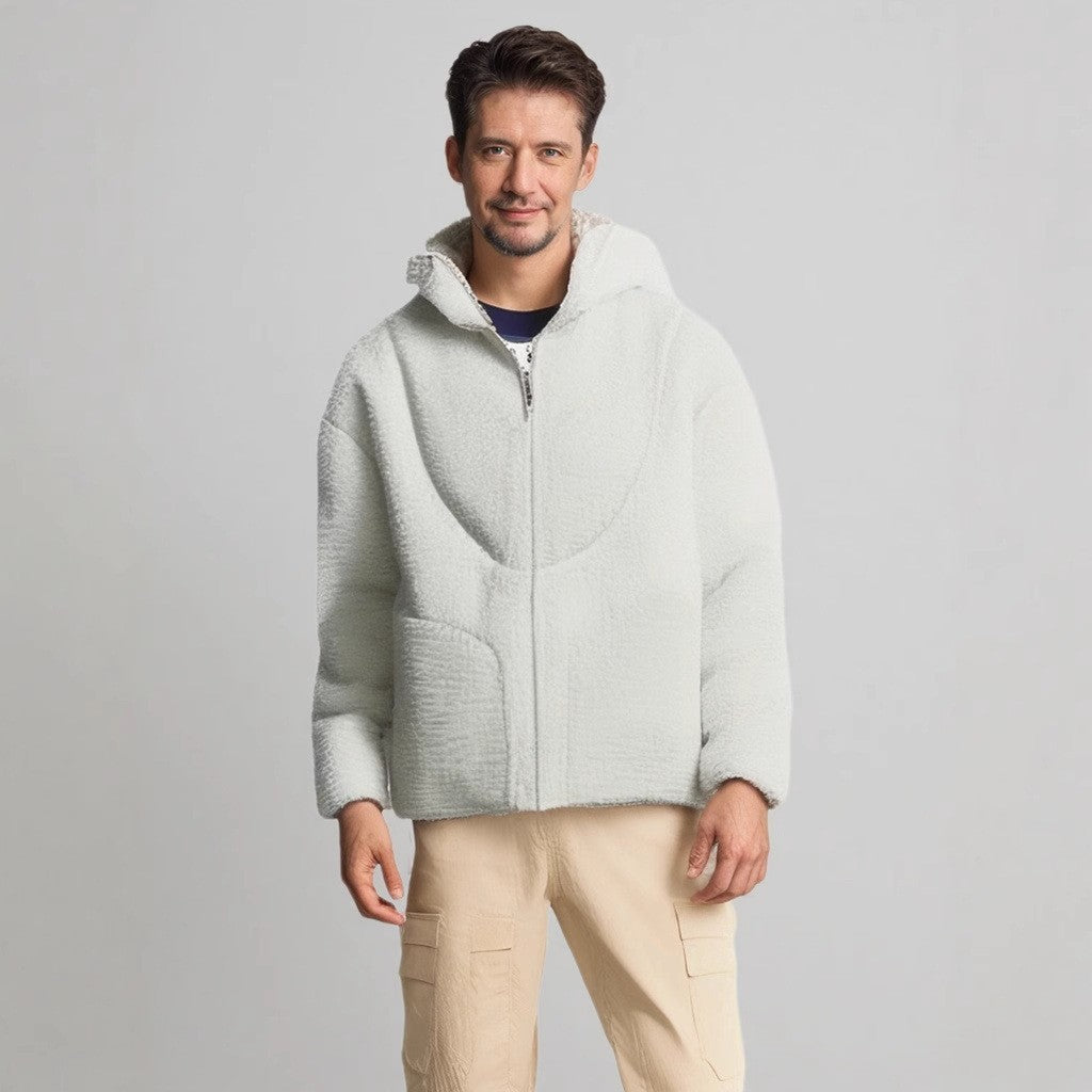 Herren Gemütliche Teddyjacke mit Kontrastnähten EB