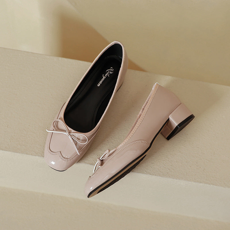 Damen elegante Ballerinas mit dekorativem Schleifendetail EB