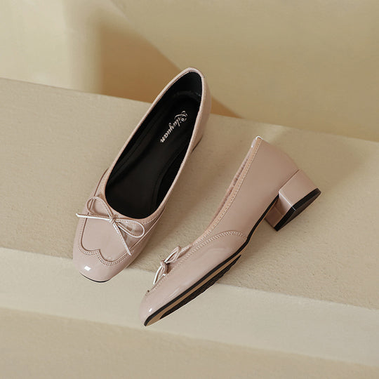 Damen elegante Ballerinas mit dekorativem Schleifendetail EB