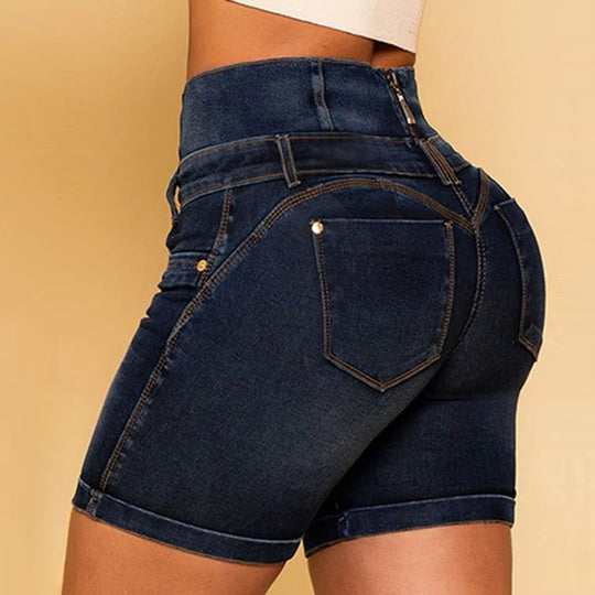 Damen Hochtaillierte Denim-Shorts mit figurformendem Design EB