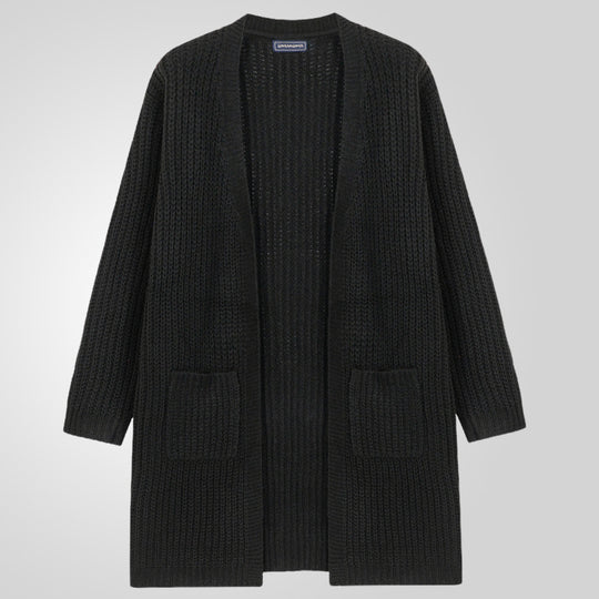 Herren Großer Strickcardigan mit tiefem Schnitt und strukturiertem Design EB