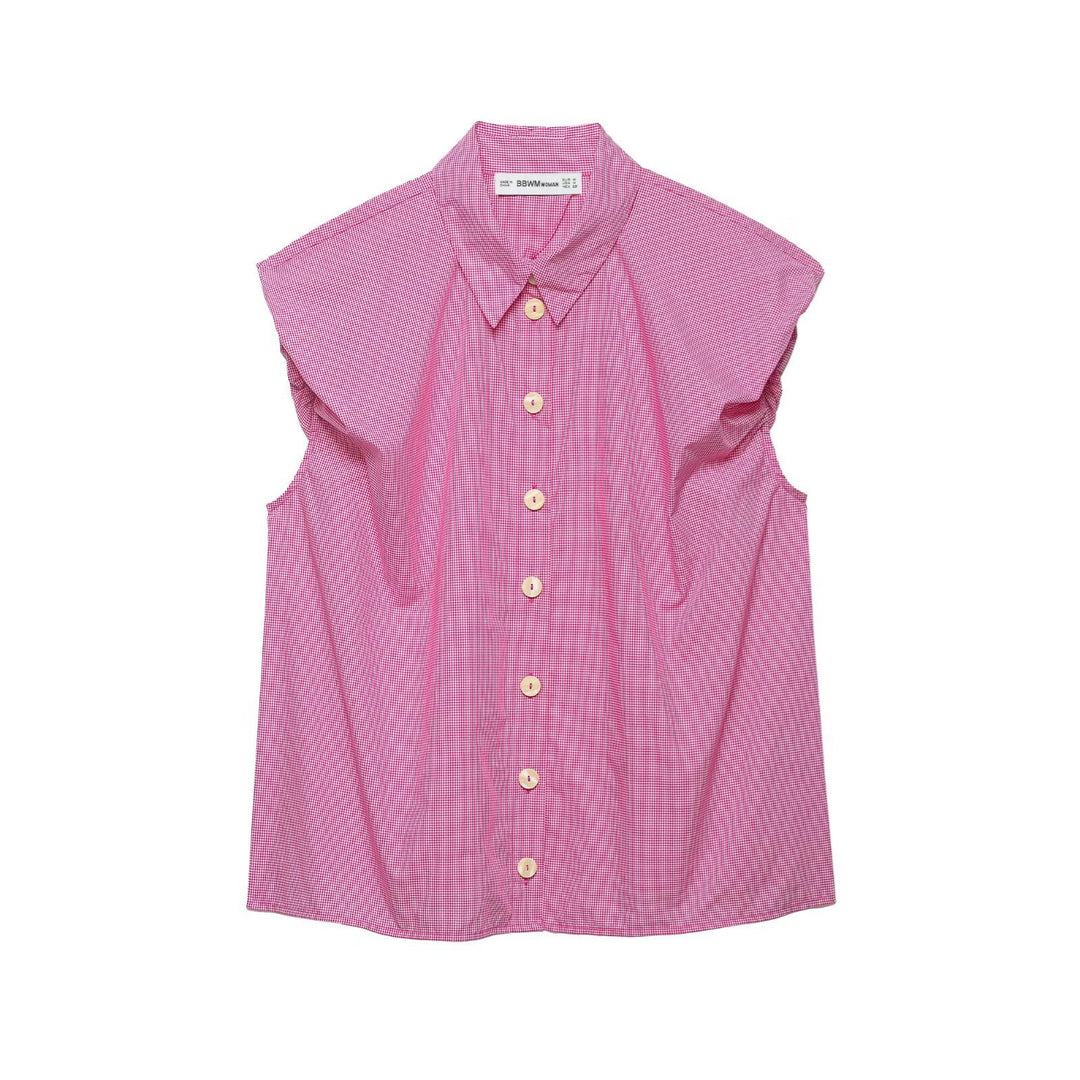 Damen Kurzarm Bluse mit modernen Streifen und eleganter Knopfleiste EB