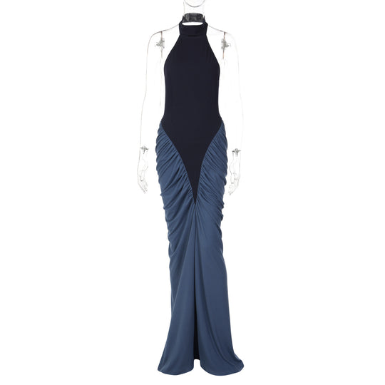 Damen Elegantes Kleid mit hochgeschlossenem Design und kunstvollen Drapierungen EB