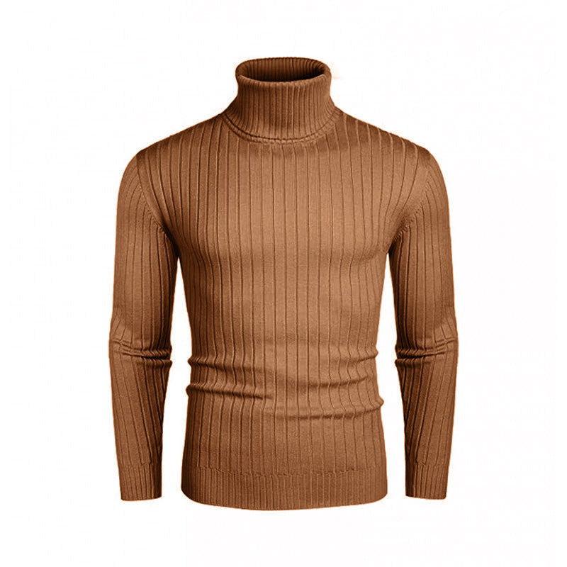 Herren eleganter Rollkragenpullover aus feinem Rippenstrick EB