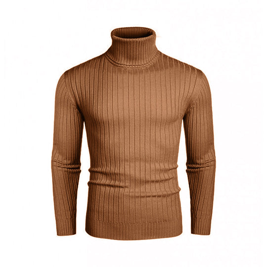Herren eleganter Rollkragenpullover aus feinem Rippenstrick EB