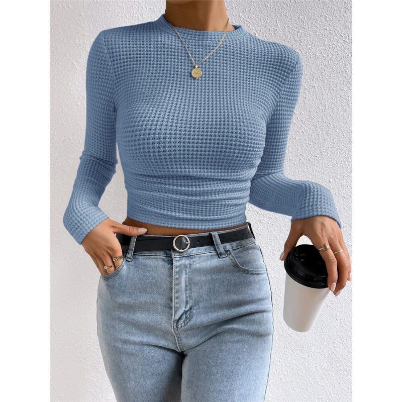 Damen Langarm-Crop-Top aus strukturiertem Jersey EB