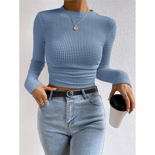 Damen Langarm-Crop-Top aus strukturiertem Jersey EB