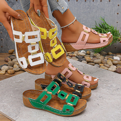 Damen Komfortable Sandalen mit dekorativen asymmetrischen Riemen EB
