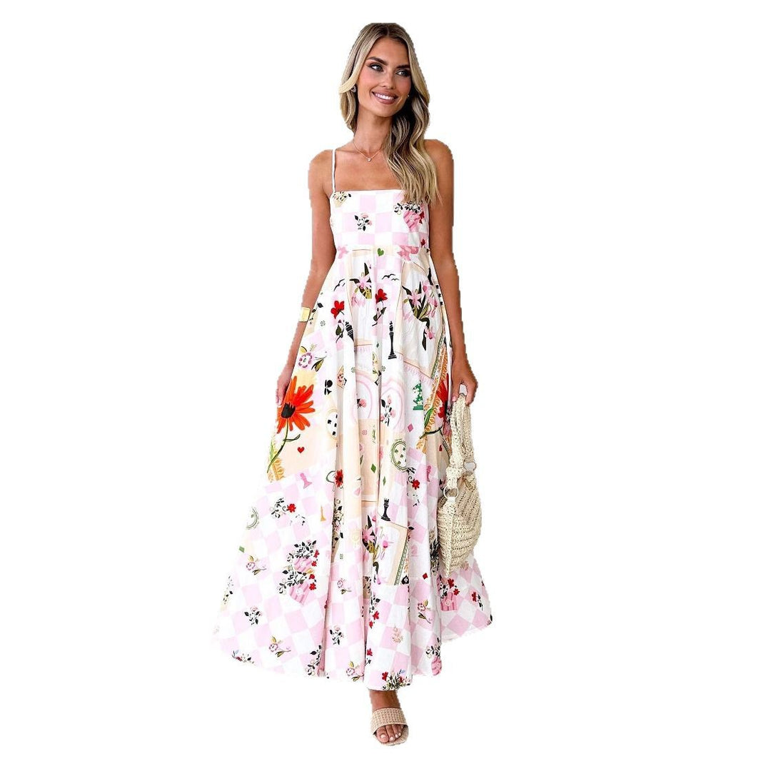 Damen Maxikleid mit verspieltem Blumendesign und ausgeschnittenen Details EB