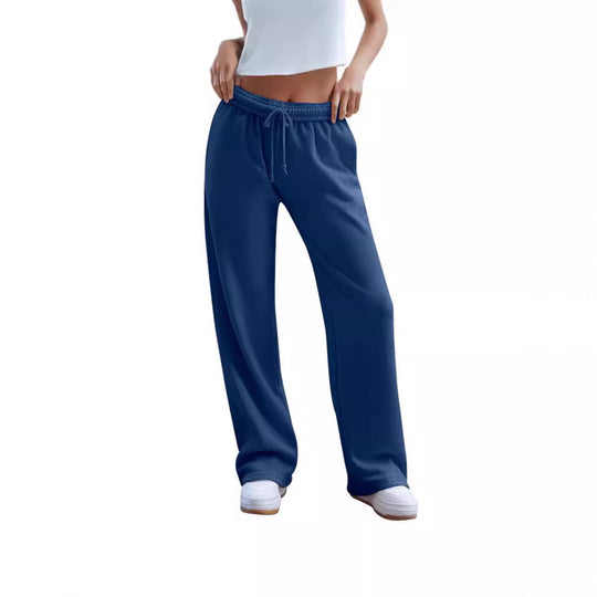 Damen nan weite Komfort-Loungehose mit hochgeschnittener Taille, elastischem Bund und Kordelzug EB