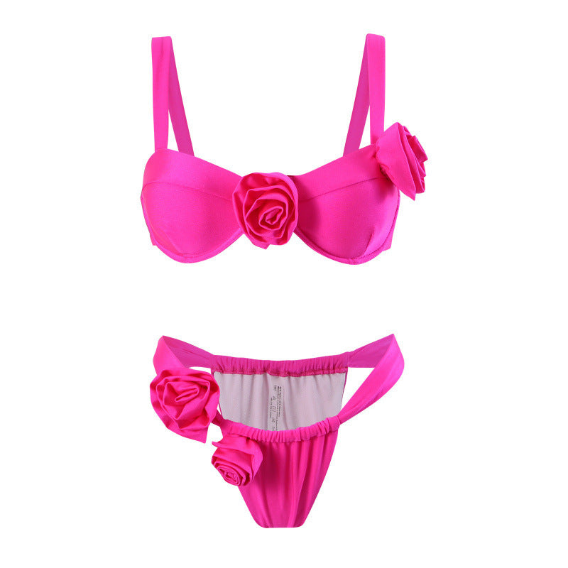 Damen Bikini-Set mit modischen Rosen-Applikationen und komfortablem Schnitt EB