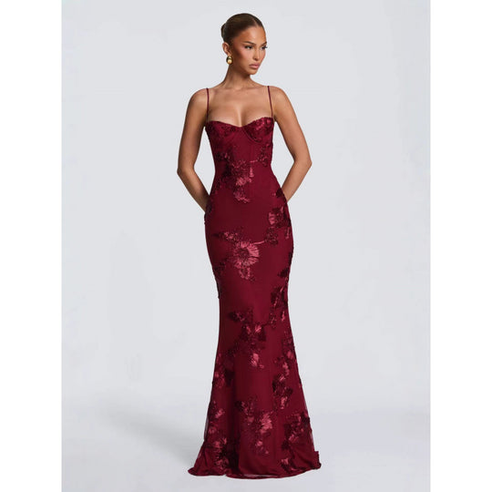 Damen Elegantes Abendkleid mit floralem Spitzenmuster und figurbetontem Schnitt EB