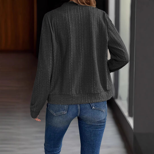 Damen Strickjacke mit Reißverschluss und strukturiertem Design EB