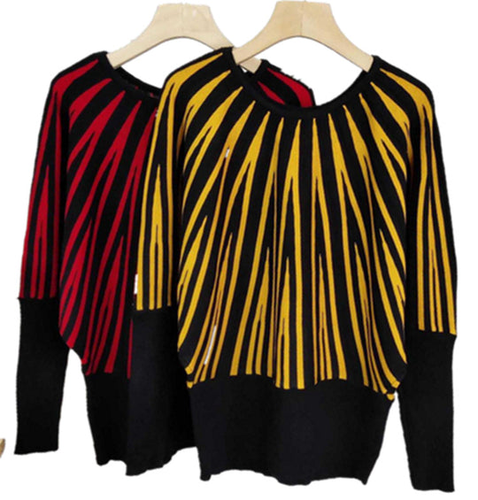 Damen Strickpullover mit modernem Streifenmuster und lässigem Schnitt EB