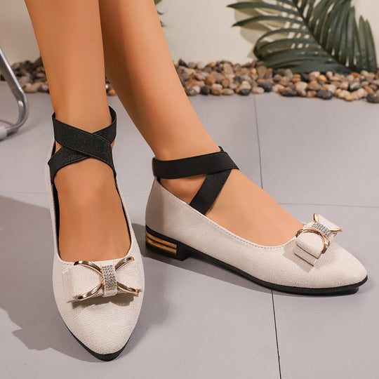 Damen Elegante Slingback Ballerinas mit Schmuckdetail EB