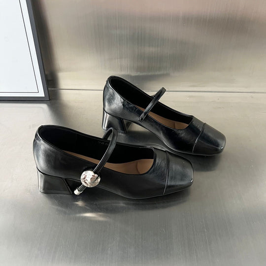 Damen elegante Pumps mit modischem Riemen und bequemer Blockabsatz EB