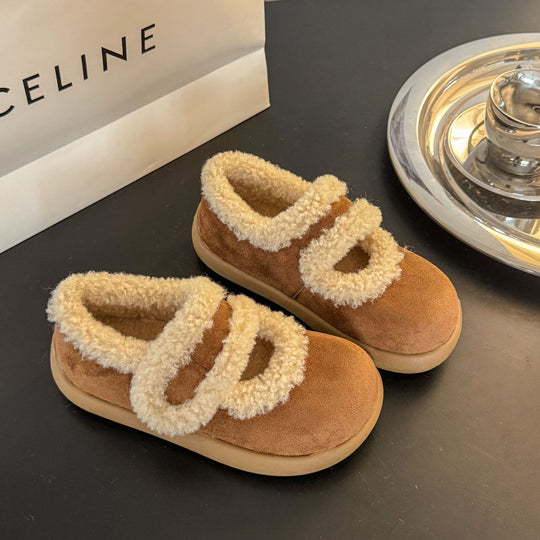 Damen Kuschelige Hausschuhe mit warmem Futter und verstellbarem Riemen EB