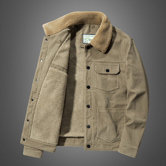 Herren Cordjacke mit Teddyfutter und Druckknopfleiste EB