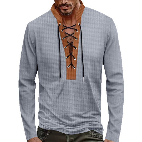 Herren modisches Langarmshirt mit Schnürung EB